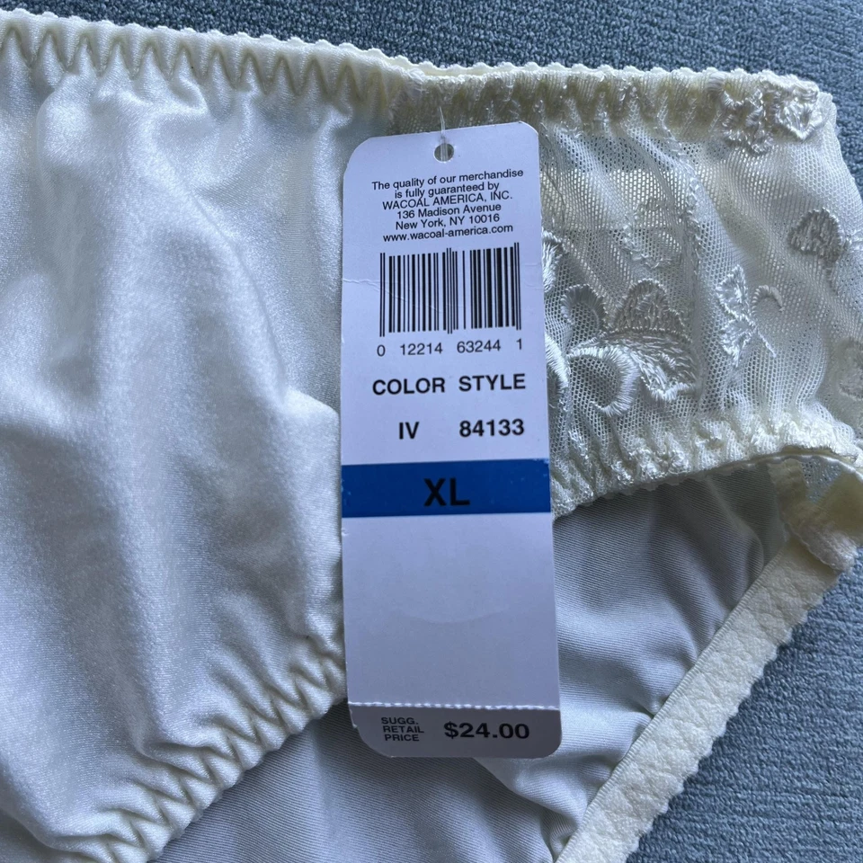Bragas Wacoal para mujer XL marfil encaje satinado microfibra estilo 84133 nuevas con etiquetas Foto 2 de 4