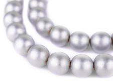 Silver Round Natural Wood Beads 18mm Large Hole 16 Inch Strand