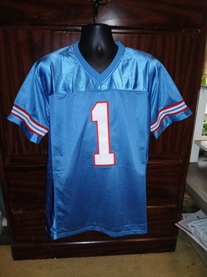 Houston Oilers Warren Moon #1 Retired Stitched Blue Custom Jersey