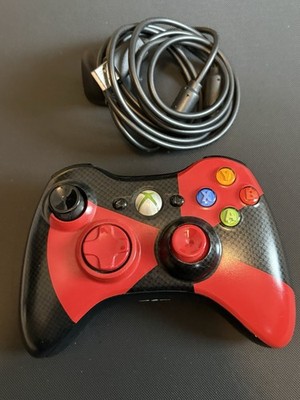 Microsoft Xbox 360 Controller Radioactive Black And Red With Wire And Battery