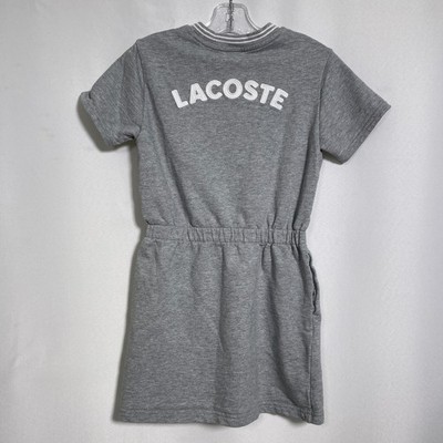 Lacoste Gray Heritage Print Cotton Fleece T-Shirt Dress Girls Sz 8