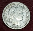 1916-P Circulated Barber Silver Dime, Free Shipping