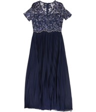 Tahari Womens Pleated Gown Dress, Blue, 8