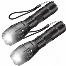 1-2PCS Super-Bright LED Tactical Flashlight 5 Modes Zoomable Super Bright Torch