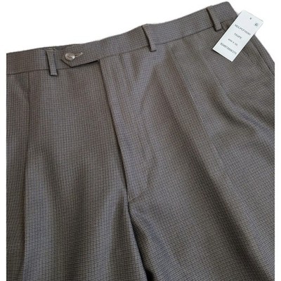 Ralph Lauren Pants Mens 40x29.5 Taupe Pleated Cuffed Dress Trousers Houndstooth