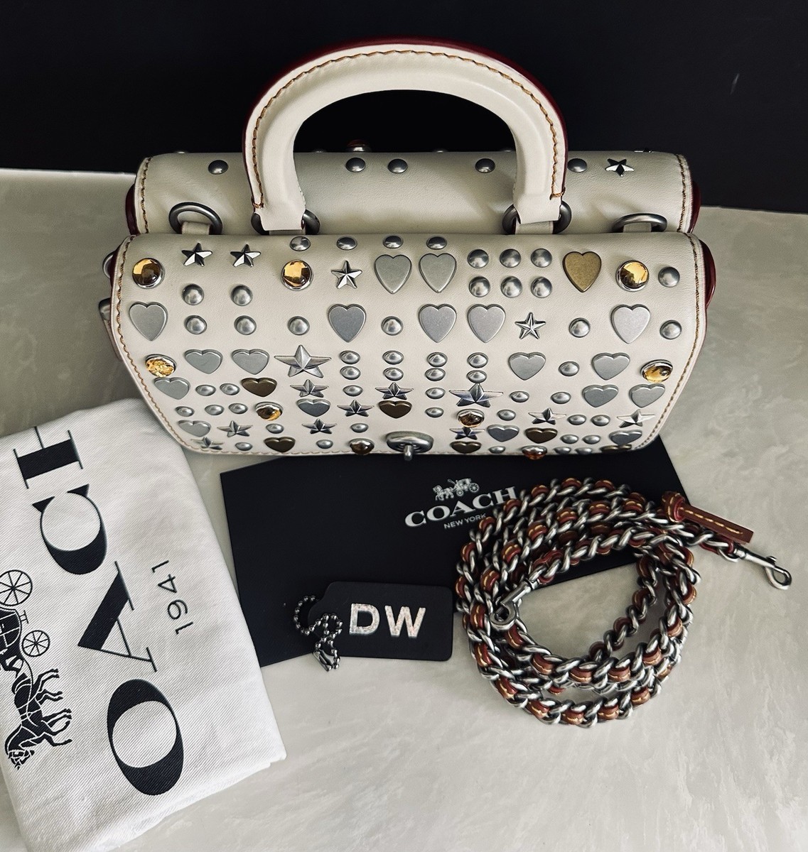 COACH CHALK BEATNIK RIVETS DOUBLE DINKY SATCHEL | eBay