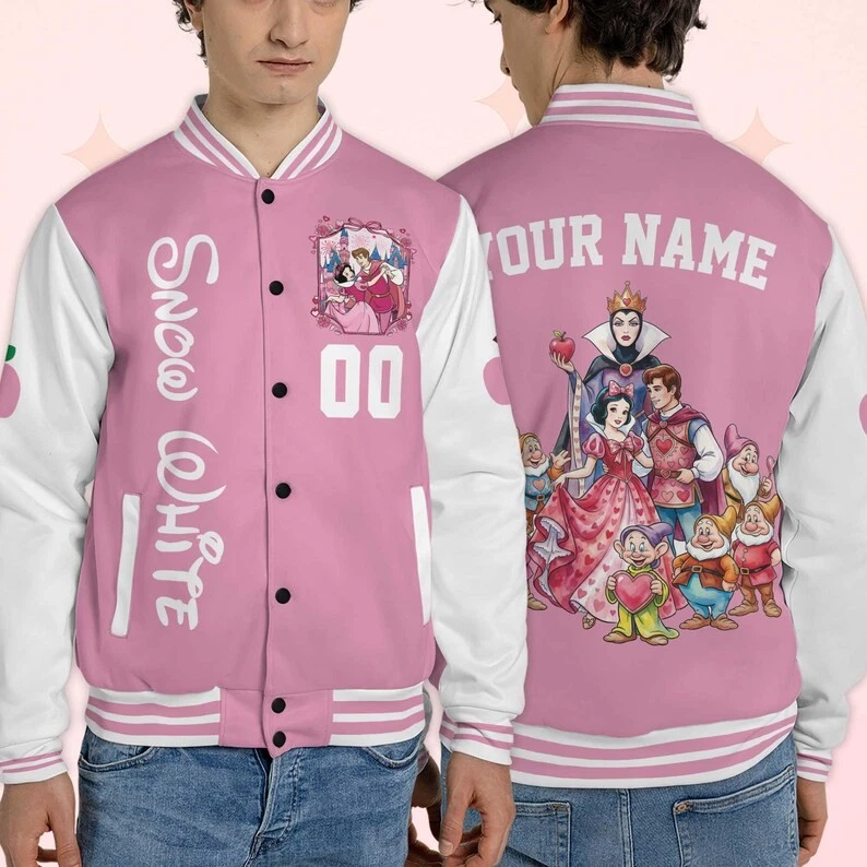 Custom Snow White And The Seven Dwarfs Valentine's Day Gift Baseball Jacket