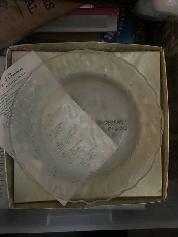 VTG 12 Days Of Christmas Six Geese A Laying Glass Plate Imperial Lenox W/ Box