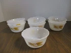VTG SET of 7 Fire King 6oz Custard Cups in Golden Wheat Pattern USA Made