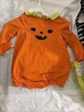Cat Jack Bodysuit Halloween Orange Pumpkin With Headband 12M Baby Fall NWT