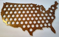 Bottle Cap Display Map wood beer brewery decor