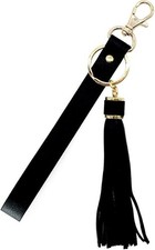 Leather Wristlet Strap for Key, Hand Wrist Lanyard Key Chain Holder with Black