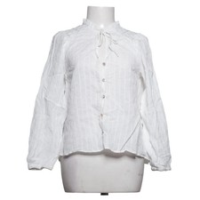 Zara, Bluse, Größe: M, Weiß, Baumwolle/Metallfaser, Streifen, Damen #IwZ