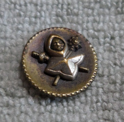 Antique Metal Picture Button Medieval Warrior Armor Shield Weapons