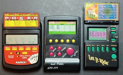 Handheld Electronic Games Poker & BlackJack Radica, Micro Games, ATC Lot of 3