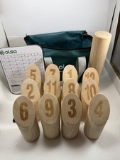 OLSA Wooden Throwing Backyard Bowling Game Set Numbered Block Tossing.  w 