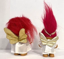 Russ Trolls Christmas Angels with Gold Wings New 4 1/2 and 3in Ornament 90s
