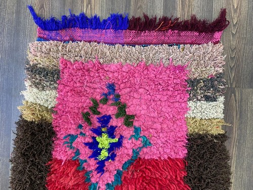 Moroccan Handmade Vintage Rug 3'x5'4 Ft Berber Abstract Red Orange Wool Carpet - Picture 12 of 13