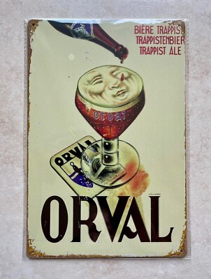 ORVAL TRAPPIST ALE BIER BLECHSCHILD MANN HÖHLE BAR KNEIPE GARTEN KÜCHE 20x30cm