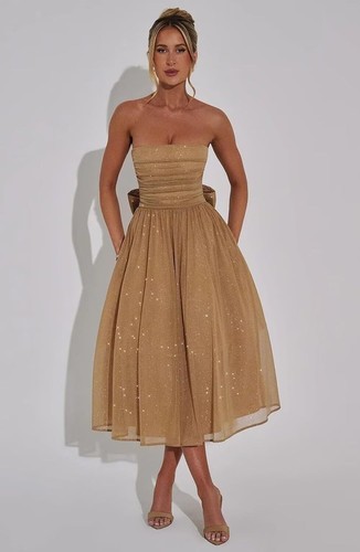 Vestido de graduación para mujer hasta el té sin tirantes formal noche fiesta vestidos con lazo - Imagen 131 de 150