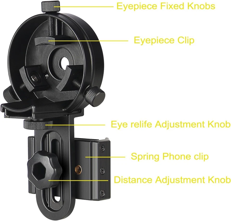 Soporte adaptador de teléfono celular para mira telescópica Vortex Bushnell Celestron Barska... Foto 3 de 4