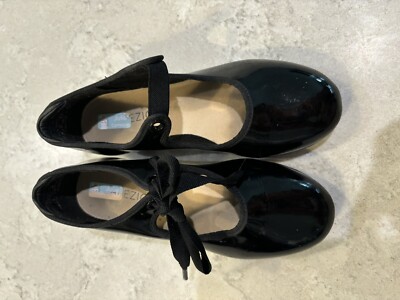 Capezio Black Patent Leather Girls Tap Shoes Size M