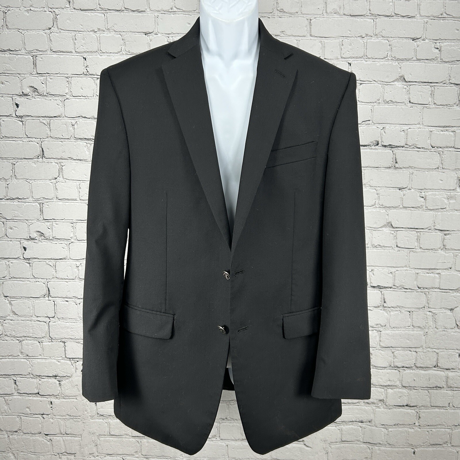 Chaps Solid Black 2 Button Single Vented Collared… - image 9