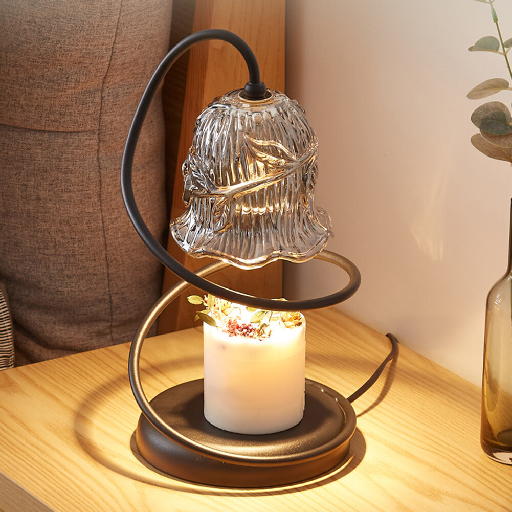 Glass Aromatherapy Melting Wax Lamp Table Desk Lamp (Black Dimmable+EU