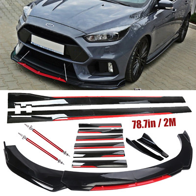 For Ford Focus Front Bumper Lip Spoiler Splitter Side Skirt Glossy Black M