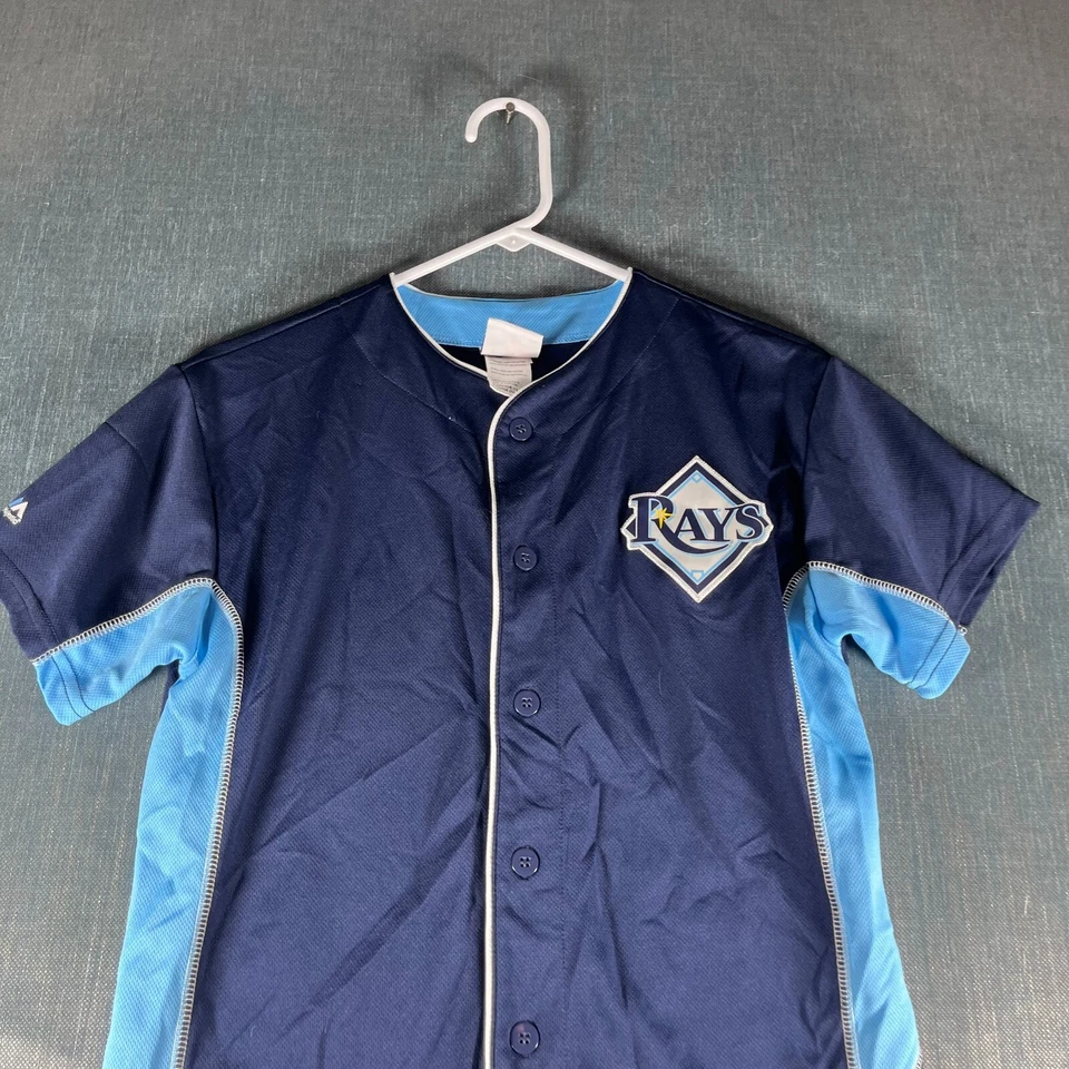 Majestic MLB Boy Jersey Blue Tampa Bay Rays Evan Longoria Size L 14-16 Polyester - Image 2 of 4