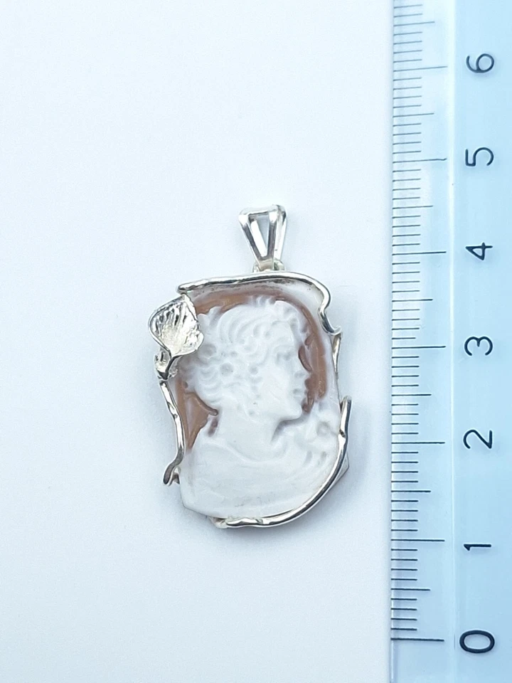 CIONDOLO IN ARGENTO 925% CON CAMMEO SARDONICO, DONNA PLACCATO ORO BIANCO 18KT - Immagine 3 di 4