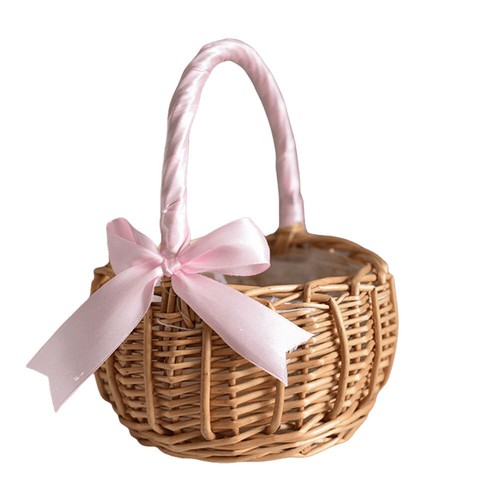 Wicker Rattan Flower Basket Woven Storage Basket with Handle Home Decoration #g - Picture 4 of 13