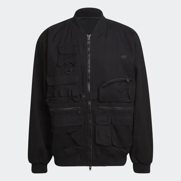 Adidas originals bomber jacket sales with back box logo