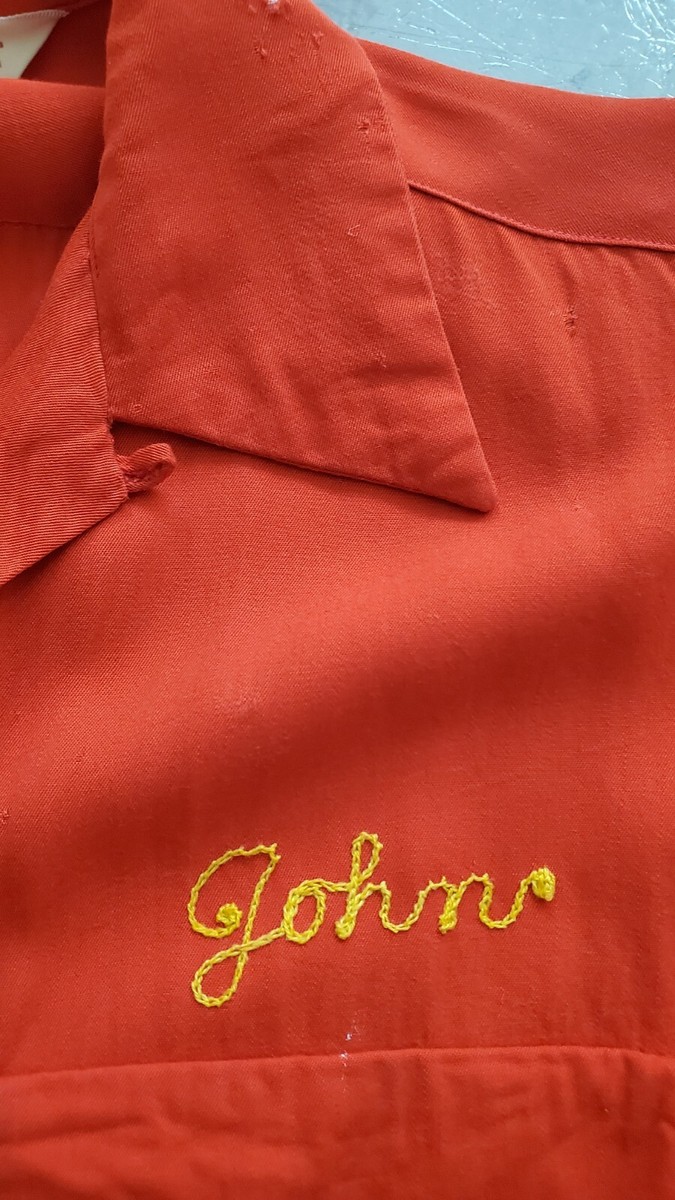 Vintage 50s Nat Nast Shirt Rayon Gabardine Chain Stitch Loop