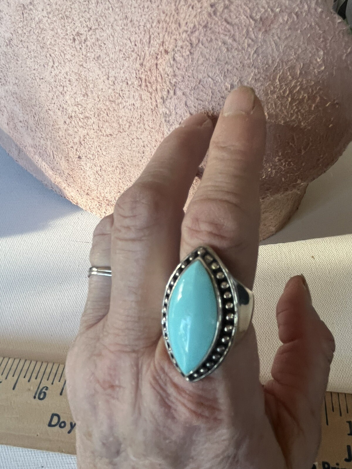 Turquoise Silver 925 Size 9 Ring - image 7