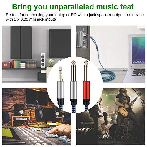 3.5mm Female To 2 X 6.35mm Male Mono Y-Splitter Cable – Stereo To Dual Mono Adapter