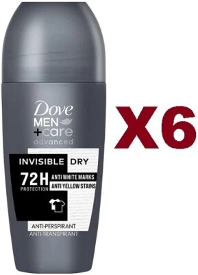 DOVE 6 STÜCK TAUBENMEN + PFLEGE DEODORANT ROLL ON INVISIBLE DRY 50ML