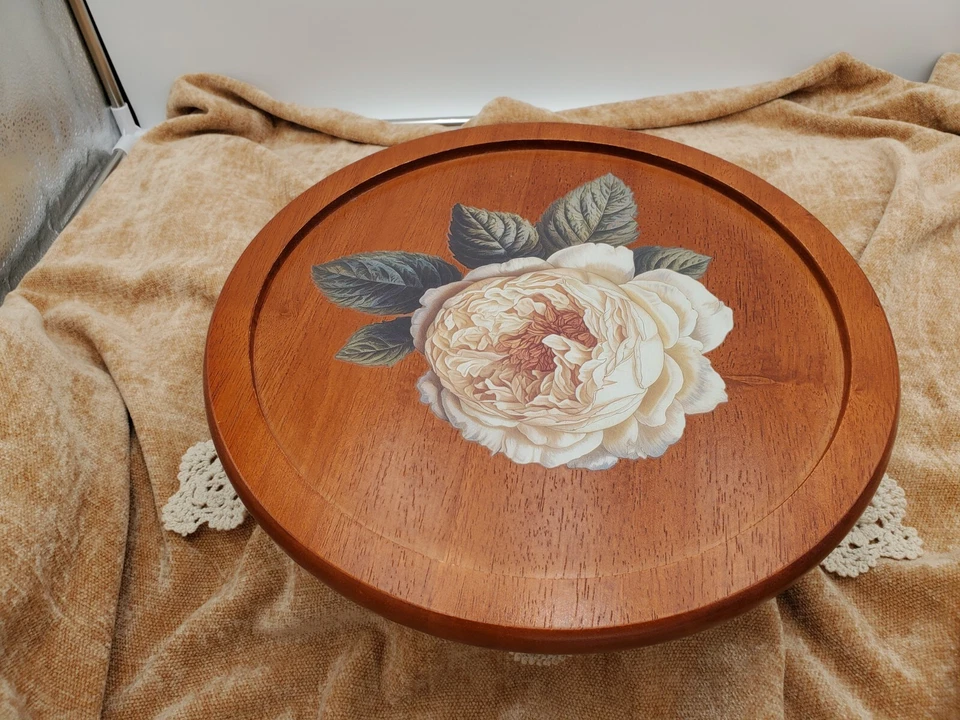 Wooden Lazy Susan w/ IOD Collage De Fleurs Transfer 13"(L) x 13"(W) x 1 3/4"(H) - Image 4 of 4