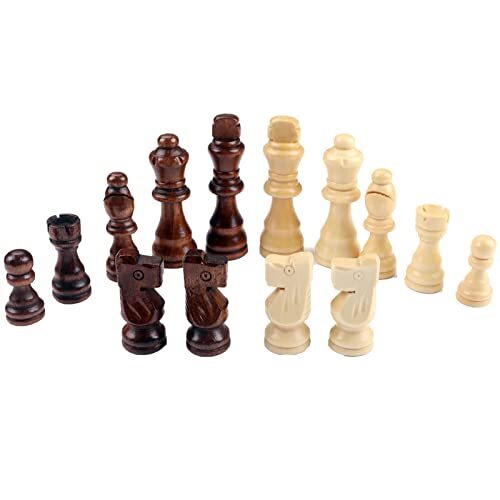 32 Pcs Wooden Chess Pieces, Standard Tournament Wood Chessmen with Storage Bag - Picture 1 of 7