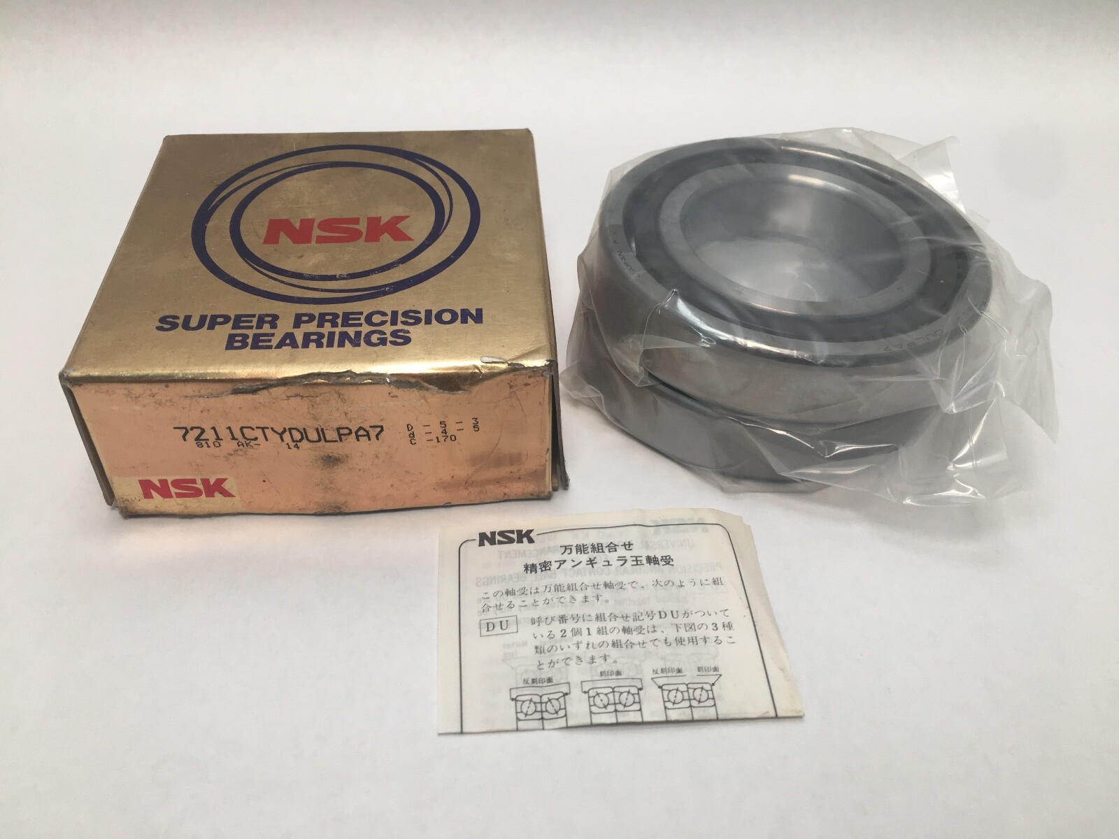 NSK 7211CTYDUMPA7 Angular Contact Bearing 55x100x21mm Japan Set High Precision