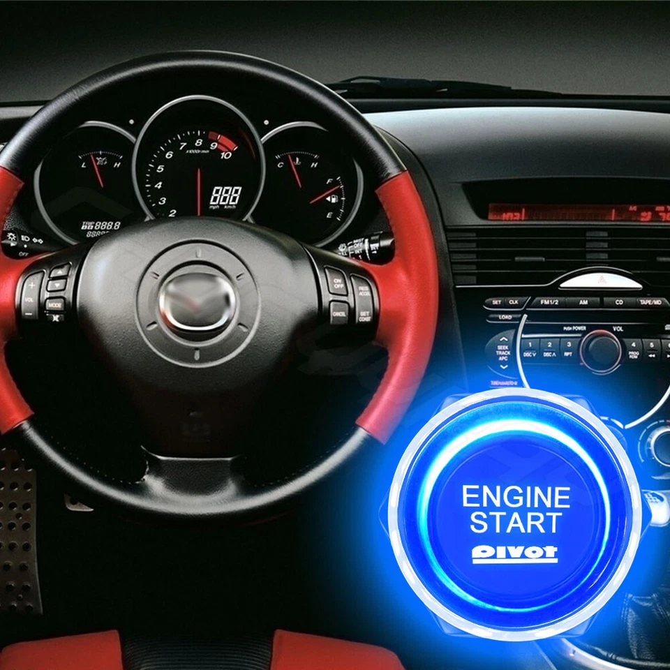 Universal For Car Engine Start Push Button Switch Ignition Starter Kit Blue US - Imagem 2 de 4