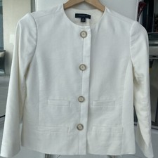 Blazer/Jacket by Ann Taylor Ivory Color Linen Blend - Classic 