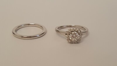 RITANI GIA CERTIFIED .60 CT  E VVS2 DIAMOND & 14K GOLD ENGAGEMENT RING & BAND