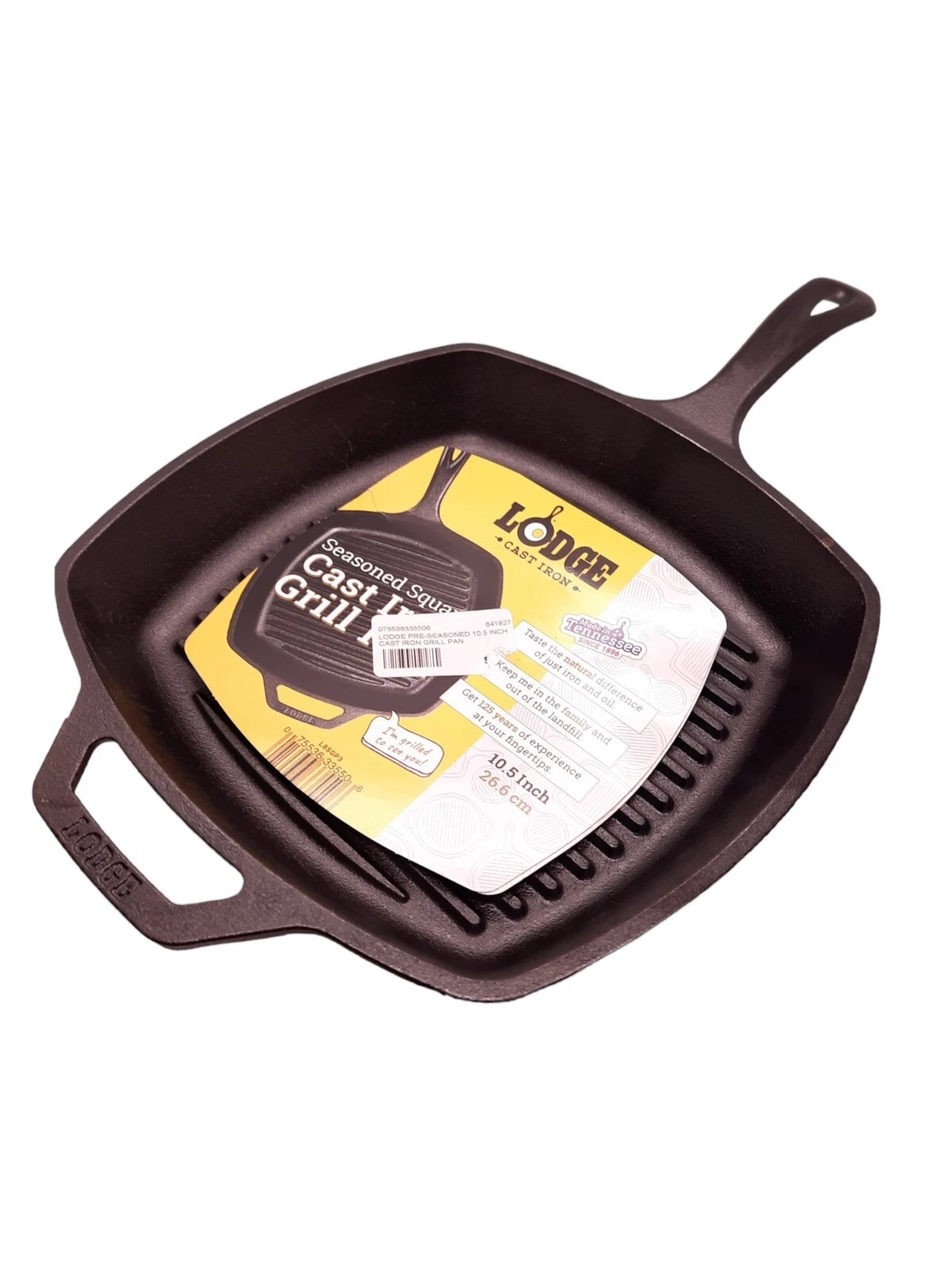 Lodge 10.5 Inch Seasoned Square Cast Iron Griddle Frying Pan Model L8SGP3 USA