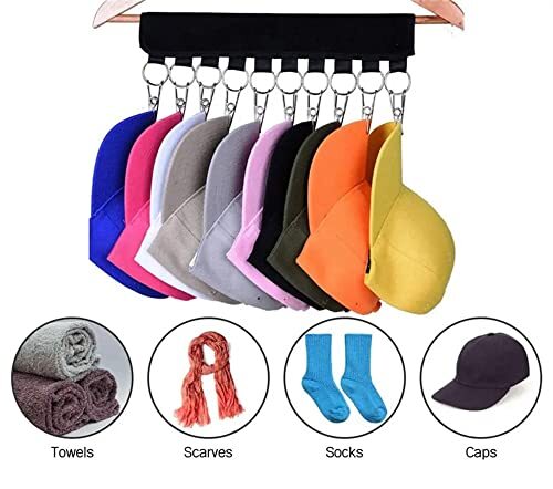 Hat Rack Cap Organizer Necktie Hanger 2 Packs Foldable Travel Baseball Black - Bild 6 von 6