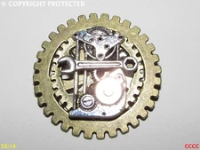 steampunk badge brooch pin spanner cog gearwheel engineer mechanical pulley