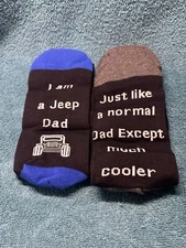 2 Pair Novelty Socks Jeep Dad Black/Blue And Black/Gray New Without Tag
