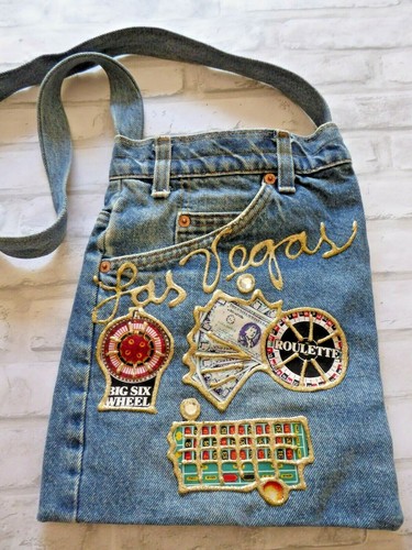 80s Jean Blue Denim Crossbody Purse 