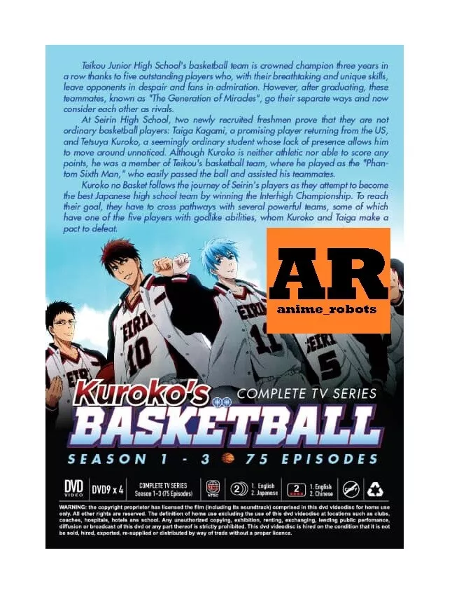 English dubbed of Kuroko's Basketball Season 1-3 (1-75End) Anime DVD Region  0