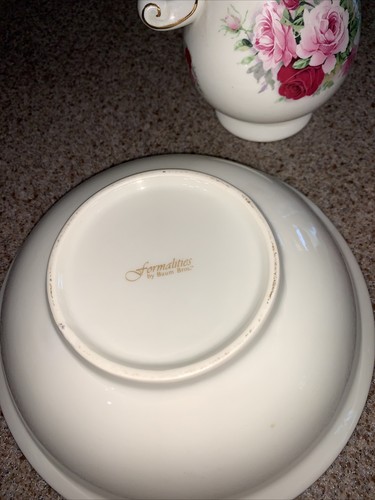 Vintage Formalities Baum Bros Water Pitcher & Basin Pink and Red Victorian Rose - Picture 9 of 9